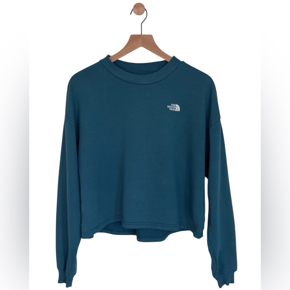 Women’s Sz M The North Face Pullover Teal Cropped Sweatshirt